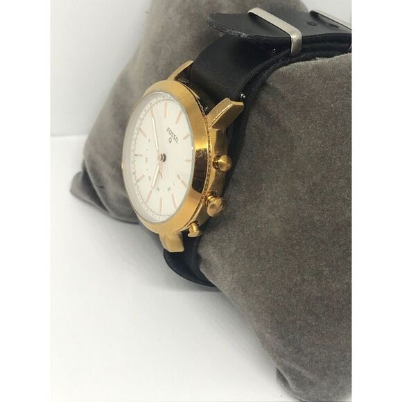 Fossil Ftw5009 Women's Black Leather Analog White Dial Hybrid Smart Watch No37 - Picture 3 of 9